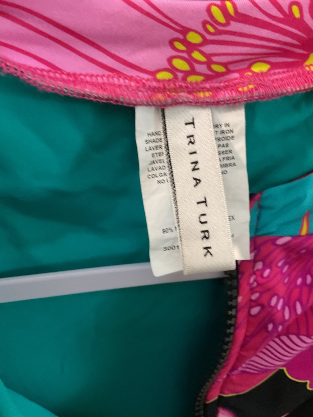 Trina Turk Pink Floral Zip Swim Long Sleeve One Piece - Picture 3 of 5